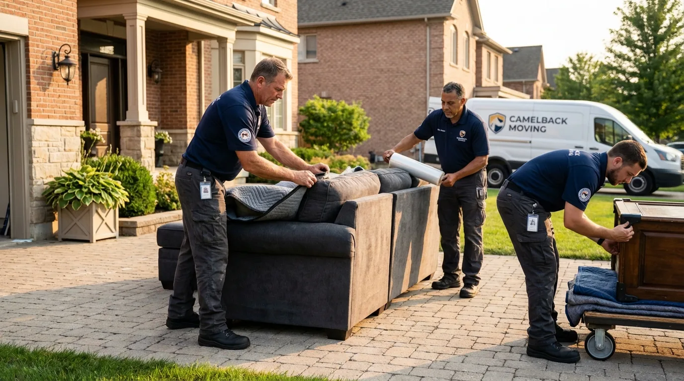 Large estate moving crew wrapping furniture in Woodacre, CA