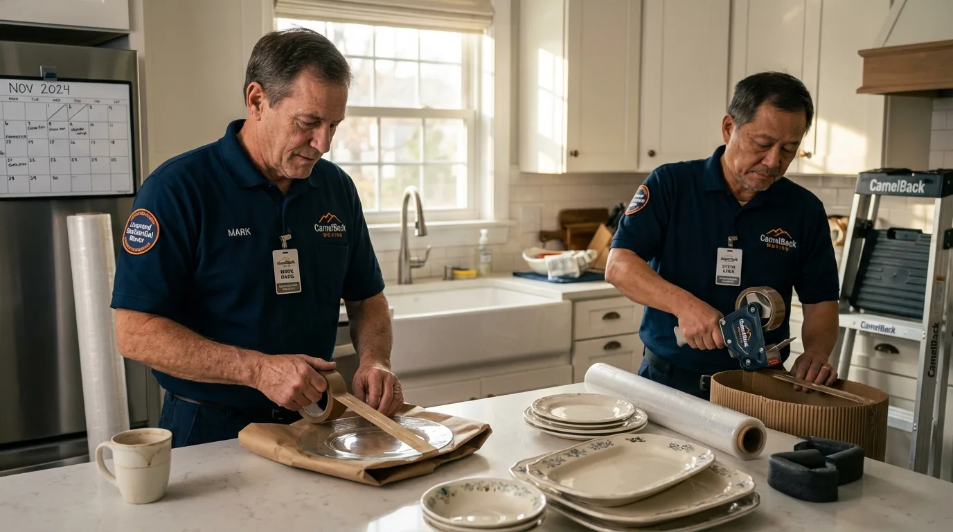 Professional crew packing kitchen dishware in Woodacre, CA